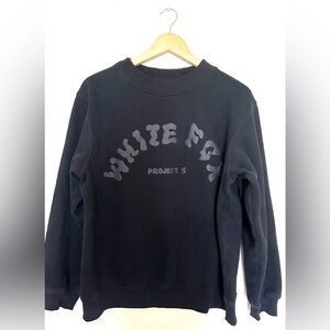 White Fox Sweater‎ Women's S/M Black On Logo Print Crew Neck Project 5